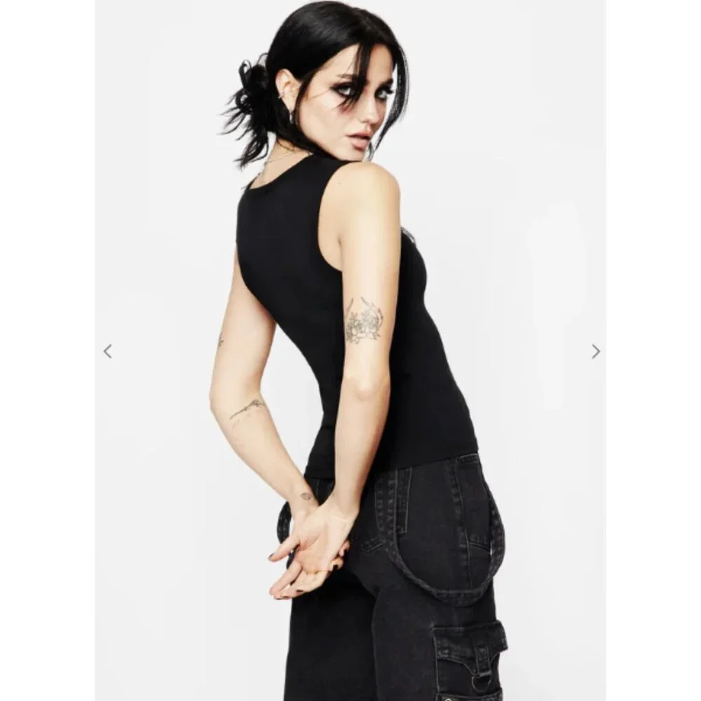 DISTURBIA Guardian embroidered dragon tank - Picture 3 of 8